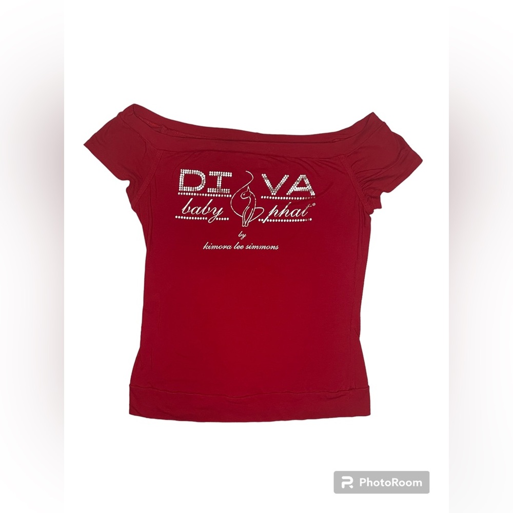 Women’s Diva Off-Shoulder Red Baby Phat Top